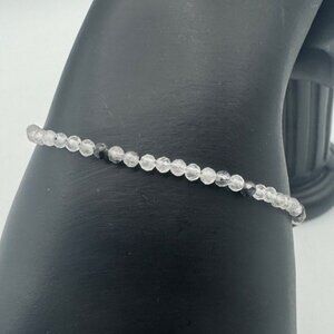 Clear Quartz Beaded Bracelet  Adjustable Chain Dainty Handmade Jewelry